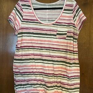 Motherhood Maternity Striped Pink, Whit, Green Top